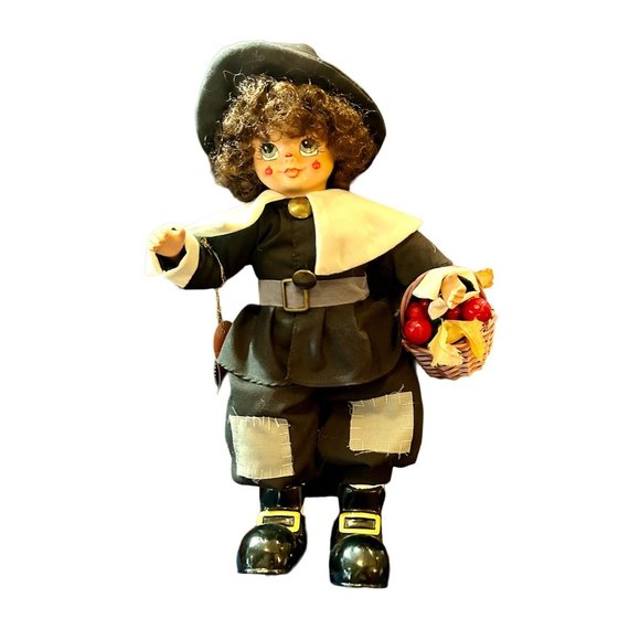 Winter Wonderland Porcelain Calendar Clown Pilgrim Doll - 12 inches Tall - Picture 5 of 9